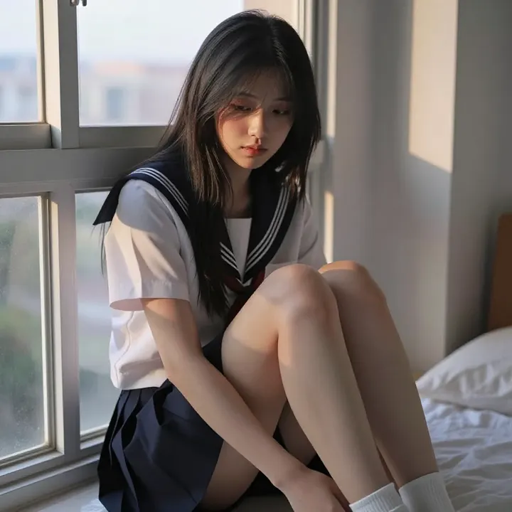 今日份日系校服少女主題圖片 0853，杰作，最佳画质，极致细节，照片级写实 , 柔光角色人像风格