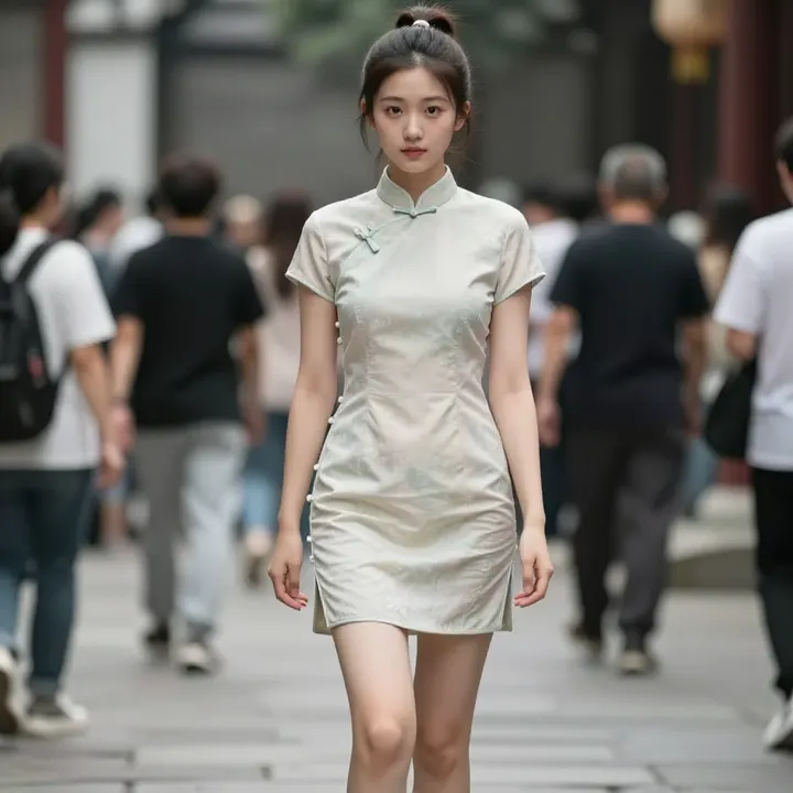 旗袍下的清冷少女主題圖片 0879，杰作，最佳画质，极致细节，照片级写实 , 高细节服装展示风格