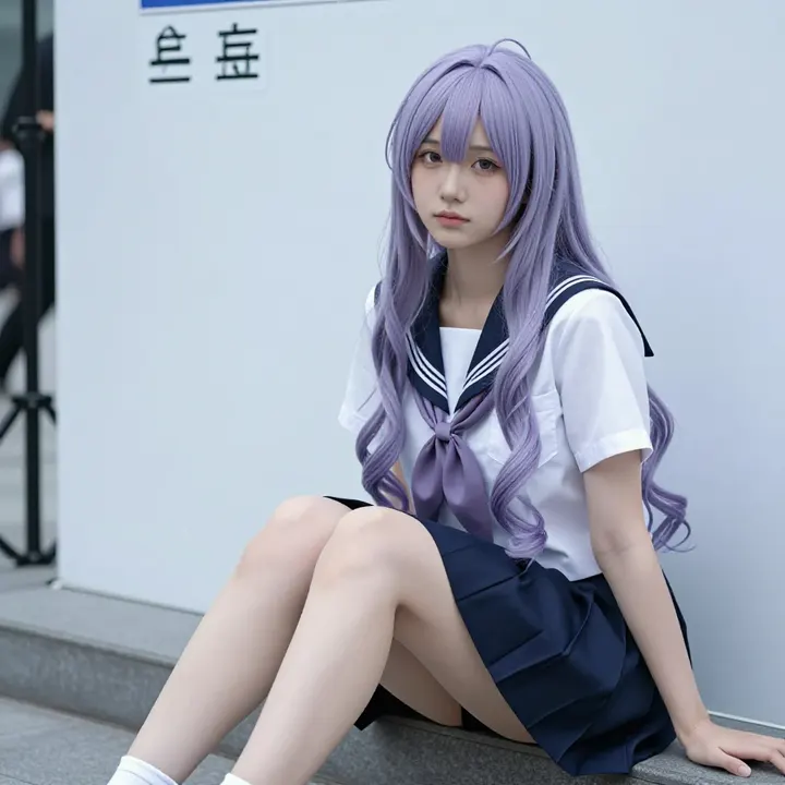 紫发学姐的日常主題圖片 0887，杰作，最佳画质，极致细节，照片级写实 , 柔光角色人像风格