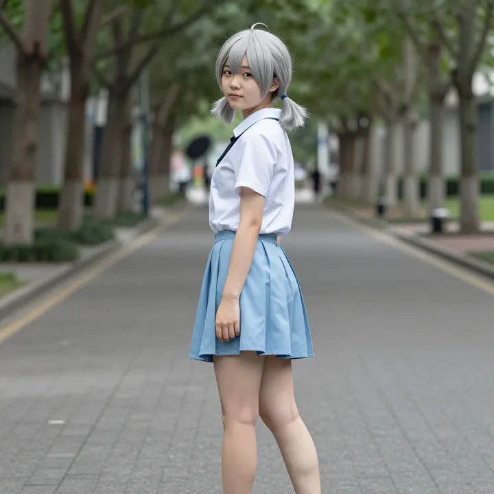 银发少女的校园日常主題圖片 0890，杰作，最佳画质，极致细节，照片级写实 , 真实纪实摄影风格