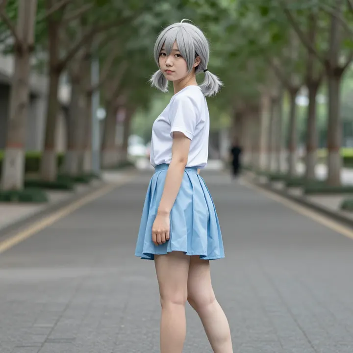 银发少女的校园日常主題圖片 0893，杰作，最佳画质，极致细节，照片级写实 , 真实纪实摄影风格