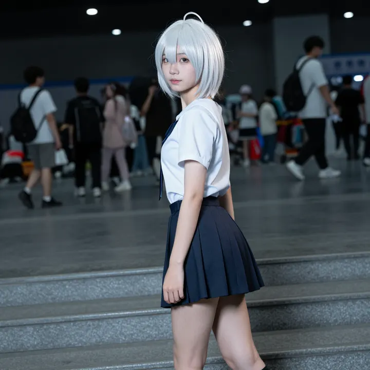 银发少女的校园日常主題圖片 0894，杰作，最佳画质，极致细节，照片级写实 , 日系清新写真风格