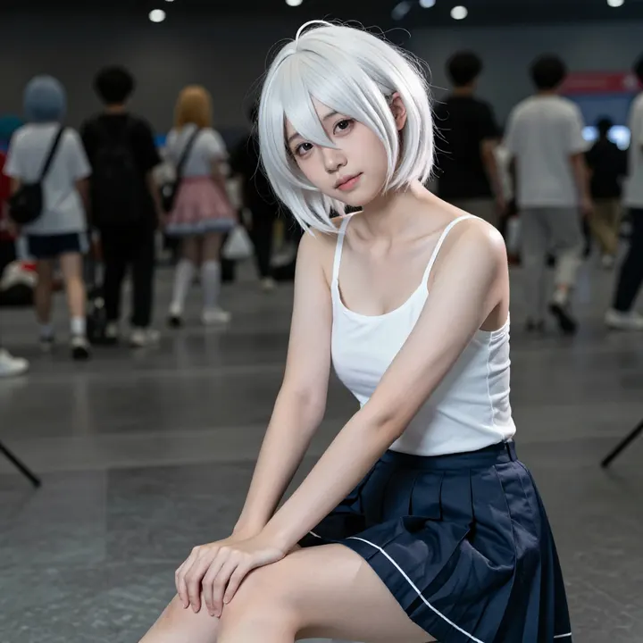 银发少女的校园日常主題圖片 0898，杰作，最佳画质，极致细节，照片级写实 , 日系清新写真风格