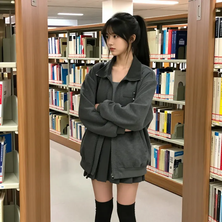 图书馆里的少女时光主題圖片 0908，杰作，最佳画质，极致细节，照片级写实 , 真实纪实摄影风格