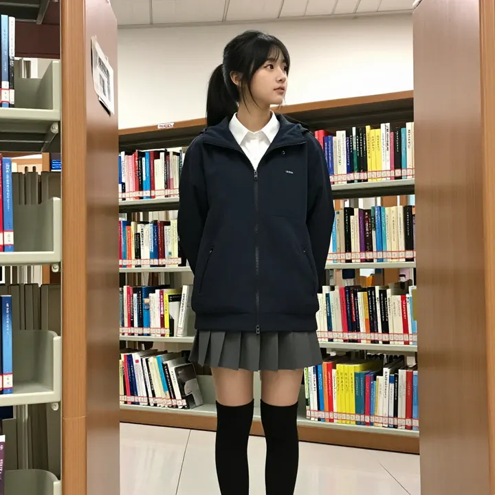 图书馆里的少女时光主題圖片 0911，杰作，最佳画质，极致细节，照片级写实 , 真实纪实摄影风格