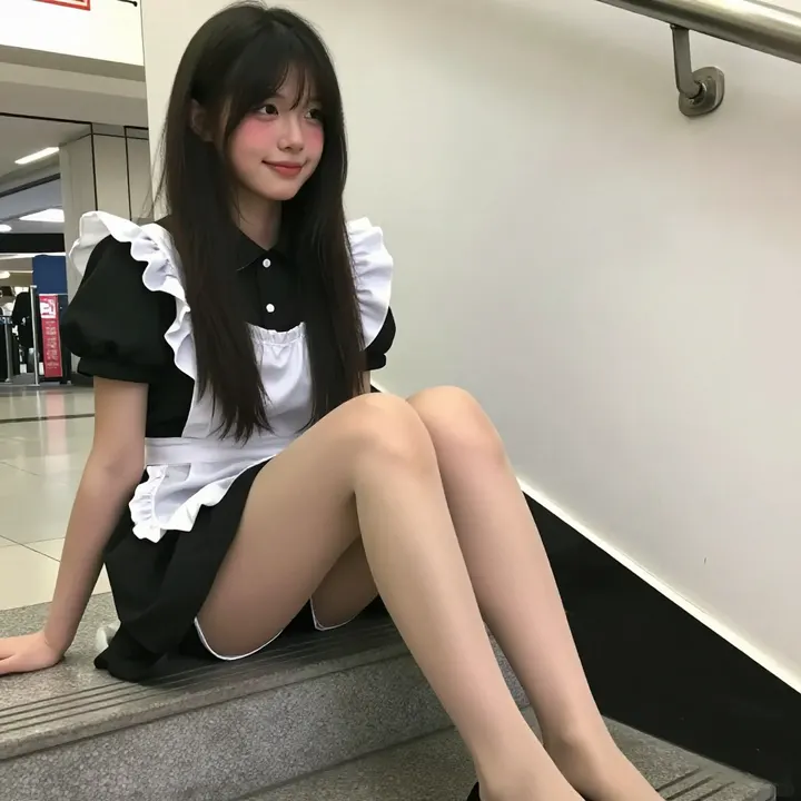 商场偶遇的女仆小姐姐主題圖片 0930，杰作，最佳画质，极致细节，照片级写实 , 高还原角色摄影风格